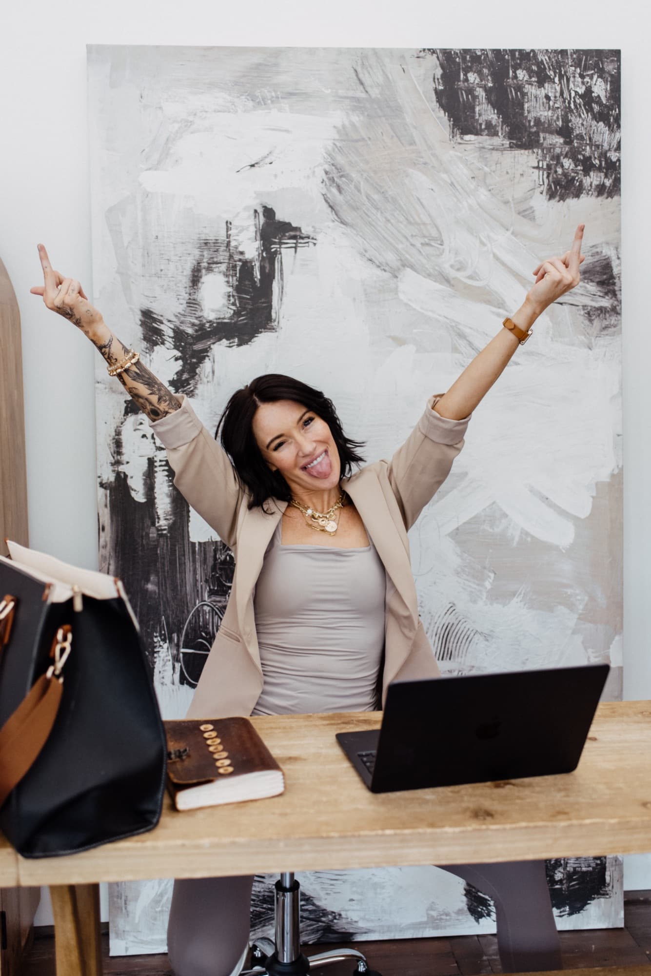 Meg at her desk